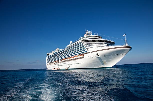 Cruise ship sailing on deep blue waters
